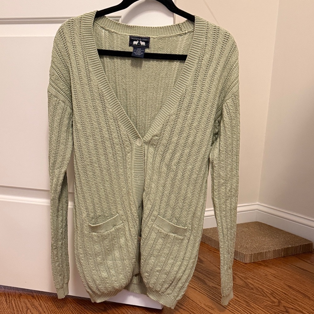 Vintage Elegant Sage Knit Cardigan